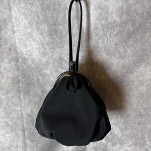 TEARDROP Kiss Lock Wristlet Black Bag Evening Bag Prom Deep Roomy Small VGUC